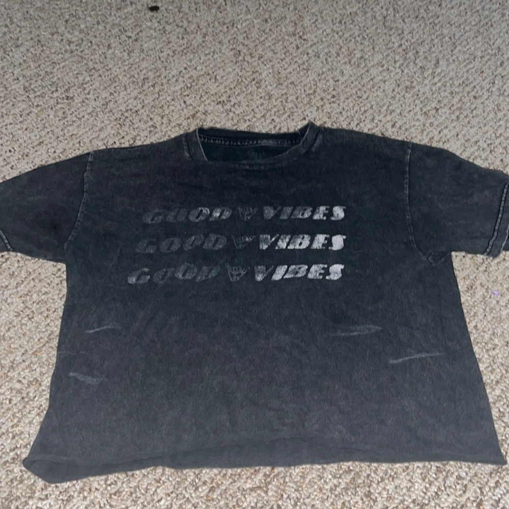 faded “good vibes” crop top